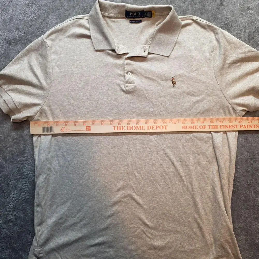 Polo Ralph Lauren Custom Slim Fit Polo Shirt Mens XL Beige Cotton Jersey